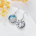 wholesale 925 Sterling Silver Blue Crystal Sun & Moon Drop Earrings for Women - Birthday Gift Ideas-0-4