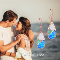 wholesale 925 Sterling Silver Teardrop Opal Drop Earrings with Leverbacks for Women-0-5
