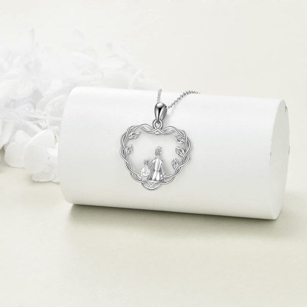 Sterling Silver Mother Daughter Heart Pendant Necklaces-3