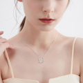 wholesale 925 Sterling Silver Horseshoe & Pink Ribbon Breast Cancer Awareness Pendant Necklace for Women-0-2