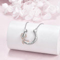 wholesale 925 Sterling Silver Horseshoe & Pink Ribbon Breast Cancer Awareness Pendant Necklace for Women-0-3