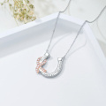 wholesale 925 Sterling Silver Horseshoe & Pink Ribbon Breast Cancer Awareness Pendant Necklace for Women-0-4