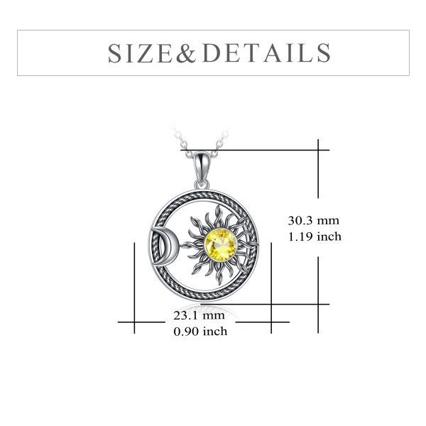 Sterling Silver Crystal Sun and Moon Pendant Necklace-1