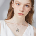 wholesale 925 Sterling Silver Yellow CZ Sun & Moon Couples Pendant Necklaces for Women and Men-0-2