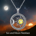 wholesale 925 Sterling Silver Yellow CZ Sun & Moon Couples Pendant Necklaces for Women and Men-0-5