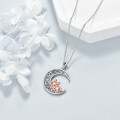 wholesale 925 Sterling Silver Crescent Moon Charm Necklace with Adorable Dog Pendant for Women Girls Gifts-0-3