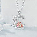 wholesale 925 Sterling Silver Crescent Moon Charm Necklace with Adorable Dog Pendant for Women Girls Gifts-0-4