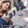 wholesale 925 Sterling Silver Crescent Moon Charm Necklace with Adorable Dog Pendant for Women Girls Gifts-0-5