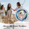 wholesale 925 Sterling Silver Blue Crystal Pendant - Always My Sister Forever My Friend Gift for Women-0-5