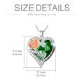 wholesale Sterling Silver Crystal Rose Flower Birthstone Necklace I Love You Pendant Gift for Her - Two Tone-0-23