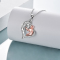 wholesale 925 Sterling Silver & Rose Gold Plated Heart-Shaped Angel Hugging Horse Pendant Necklace - I Love You Forever Engraved Charm s for Women-0-3