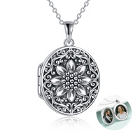 wholesale 925 Sterling Silver Oval Photo Locket Pendant Necklace for Mother Daughter Wife Gift- Oxidized/Oxidised