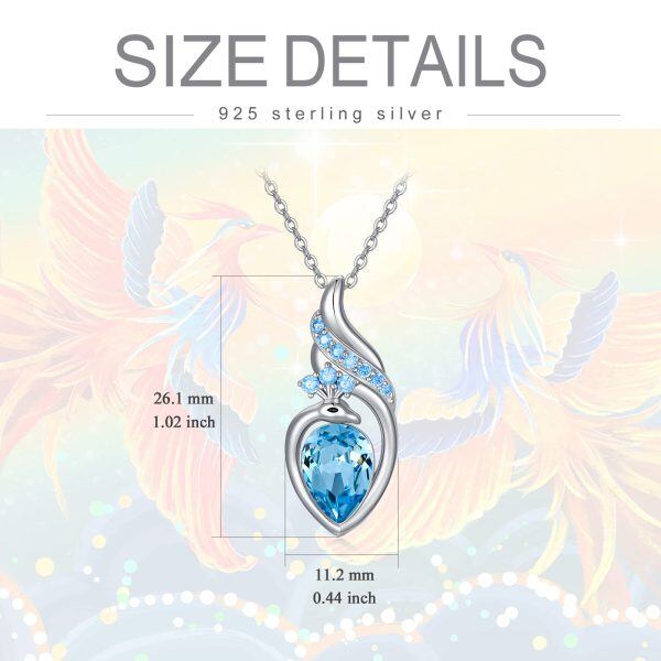 Sterling Silver Peacock Crystal Pendant Necklace-1