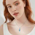 wholesale 925 Sterling Silver Blue Topaz Teardrop Pendant Necklace for Women s-0-2