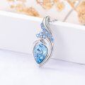 wholesale 925 Sterling Silver Blue Topaz Teardrop Pendant Necklace for Women s-0-3
