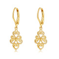 wholesale 14K Gold Filigree Heart Drop Leverback Earrings-0-0