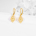 wholesale 14K Gold Filigree Heart Drop Leverback Earrings-0-3
