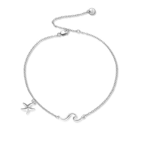 Sterling Silver Sea Wave Starfish Chain Bracelets-0