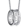 wholesale 925 Sterling Silver Black CZ Runes Pendant Necklace  for Women & Men-0-0