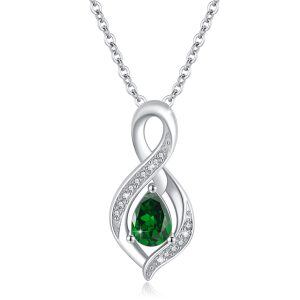 Sterling Silver Infinity May Birthstone Pendant Necklace-0