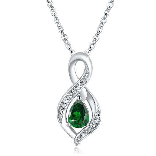 Sterling Silver Infinity May Birthstone Pendant Necklace-0