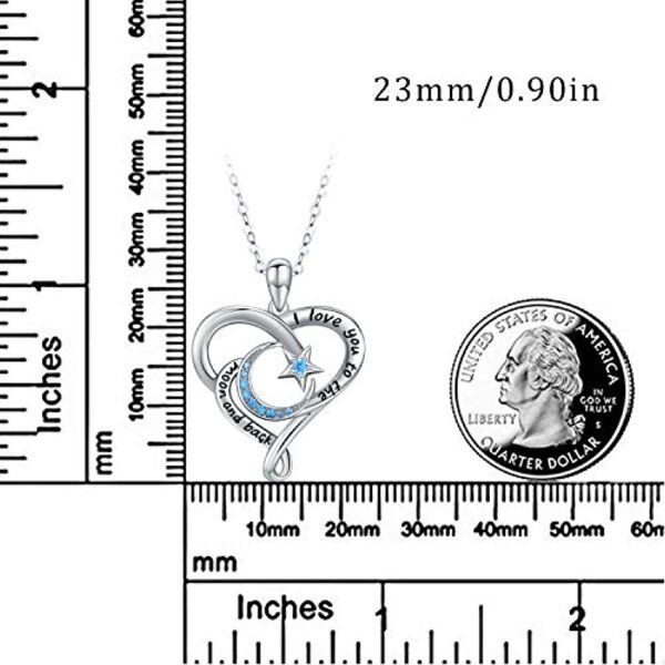 Sterling Silver Moon & Star Heart Pendant Necklace-1