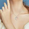 wholesale 925 Sterling Silver & Rose Gold Plated Heart with Rose Flower Initial Pendant Necklace for Women Gifts-0-2