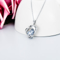 wholesale 925 Sterling Silver Crystal Dolphins & Blue Heart Pendant Necklaces - Ocean Animals Gifts for Her-0-3