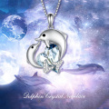 wholesale 925 Sterling Silver Crystal Dolphins & Blue Heart Pendant Necklaces - Ocean Animals Gifts for Her-0-5