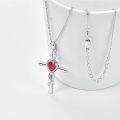 wholesale 925 Sterling Silver Heart-Shaped Red Stone Celtic Knot Cross Pendant Necklace for Women Girls Christmas s-0-2