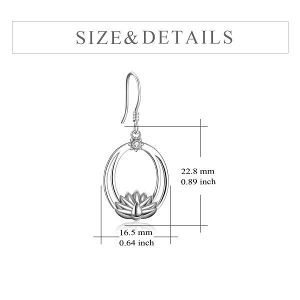 Sterling Silver Lotus Flower Dangle Earrings-1