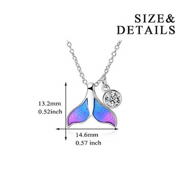 Sterling Silver Mermaid Tail Pendant Necklace With Cubic Zirconia-1