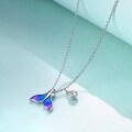 wholesale 925 Sterling Silver Mermaid Tail Pendant Necklace with Round Cubic Zirconia s for Women and Girls-0-4