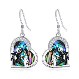 Sterling Silver Abalone Shell Jack and Sally Dangle Earrings-0