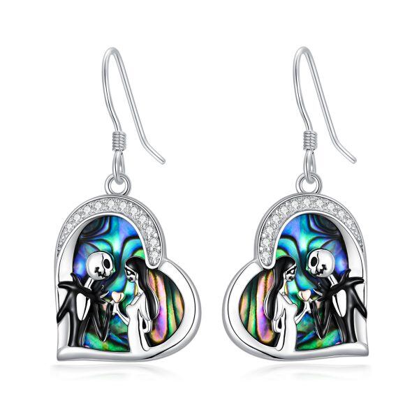 Sterling Silver Abalone Shell Jack and Sally Dangle Earrings-0