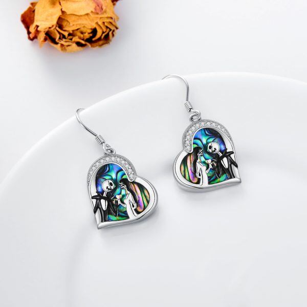 Sterling Silver Abalone Shell Jack and Sally Dangle Earrings-1