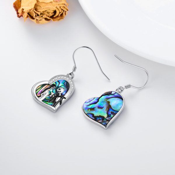 Sterling Silver Abalone Shell Jack and Sally Dangle Earrings-2