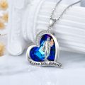 wholesale 925 Sterling Silver Blue Crystal Father & Son Love Forever Heart Pendant Necklace-0-4