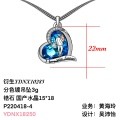 wholesale 925 Sterling Silver Blue Crystal Father & Son Love Forever Heart Pendant Necklace-0-6
