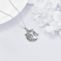 wholesale 925 Sterling Silver Moon & Bats Pendant Necklace - Halloween Gifts for Girls and Women-0-2