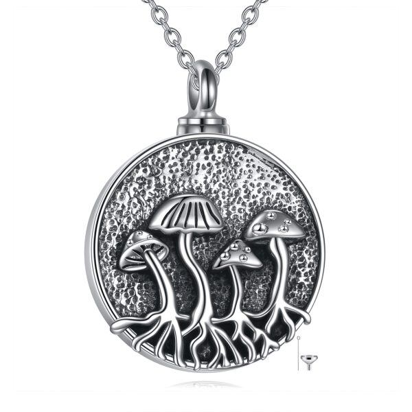 Sterling Silver Mushroom Urn Necklace-0