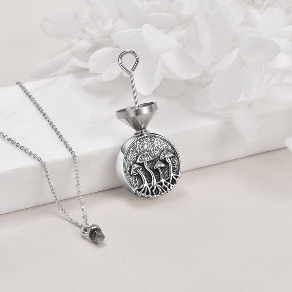 Sterling Silver Mushroom Urn Necklace-1