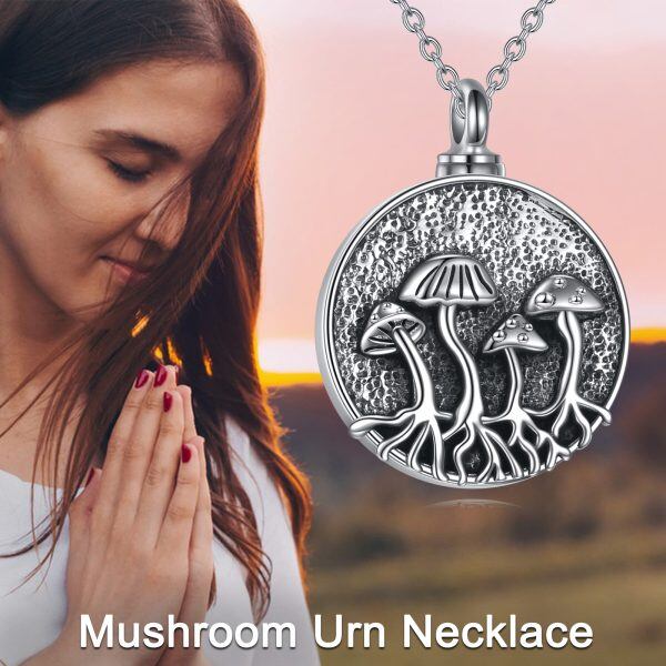 Sterling Silver Mushroom Urn Necklace-4