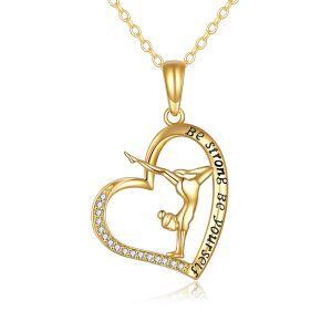 14K Gold Gymnastics Heart Pendant Necklace-0