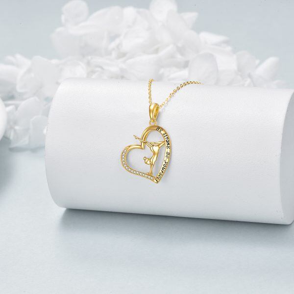 14K Gold Gymnastics Heart Pendant Necklace-1