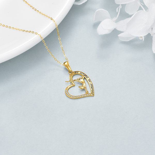 14K Gold Gymnastics Heart Pendant Necklace-2