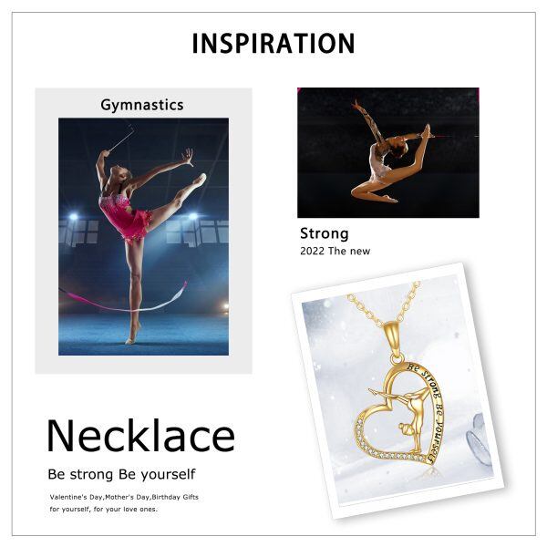 14K Gold Gymnastics Heart Pendant Necklace-4