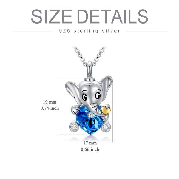 Sterling Silver Crystal Elephant Heart Urn Necklace-1