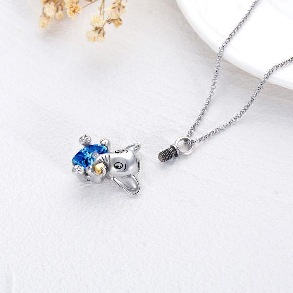 Sterling Silver Crystal Elephant Heart Urn Necklace-4