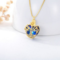 wholesale Sterling Silver Blue Crystal Cremation Jewelry Memorial Urn Necklace w Tree of Life Angel Wings - Gold Plated-0-11